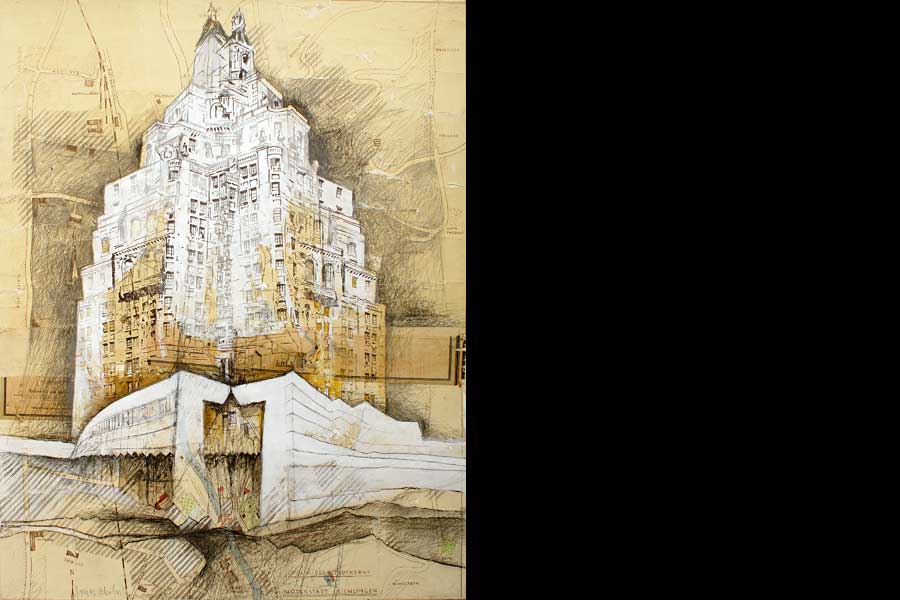 Turmhausgespenst I/ High-Rise-Ghost I, 2007 - Collage/ Acrylic on Canvas, 180x140 cm