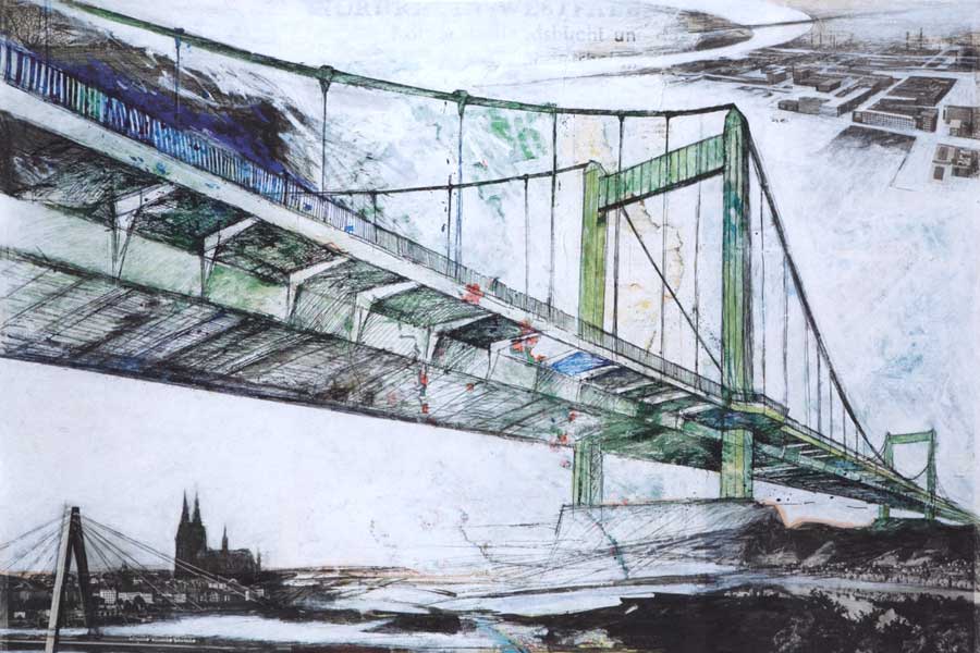 Mülheimer Brücke - Mischtechnik auf Leinwand, 2007, 100x140 cm