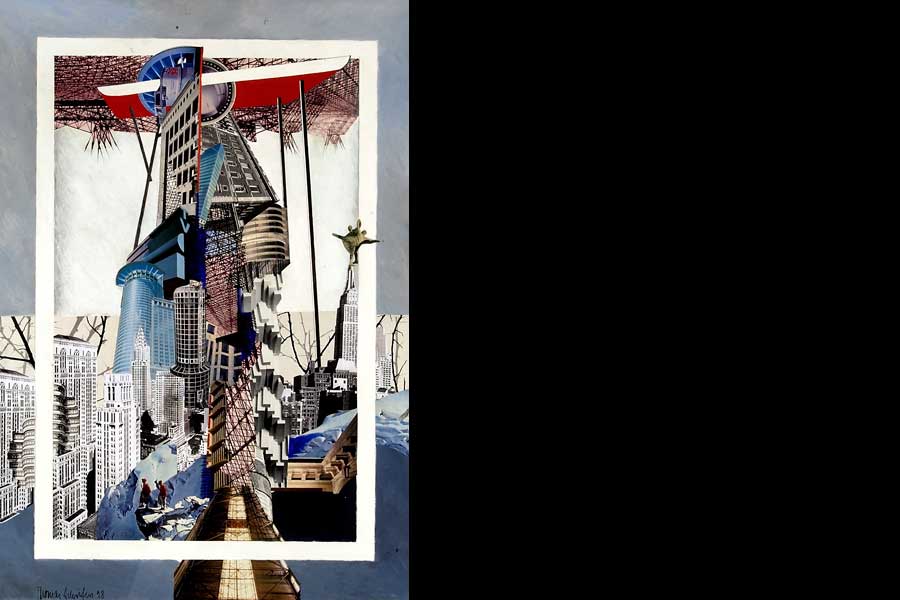 Gefrorene Stadt - Collage auf Papier, 1998, 100x70 cm