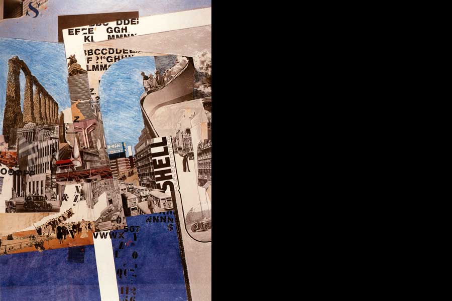 Commercial Time I - Collage auf Papier, 1988, 100x70 cm