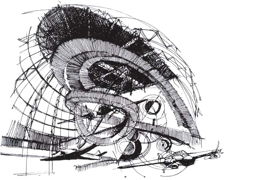 Halle des Luftfahrtpalastes - Expo ´37 - Paris - Illustration für Expo-Buchprojekt, 2006